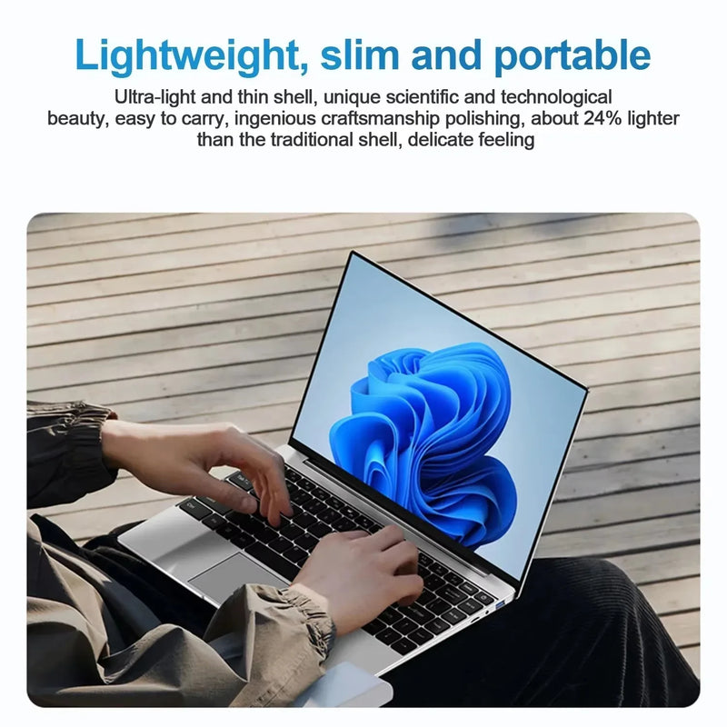 14.1"Ultra Slim Laptop 16GB RAM 2TB SSD Intel N3700 Notebook Gamer 1920*1080 Display Office Study Computer PC Windows 11 Pro