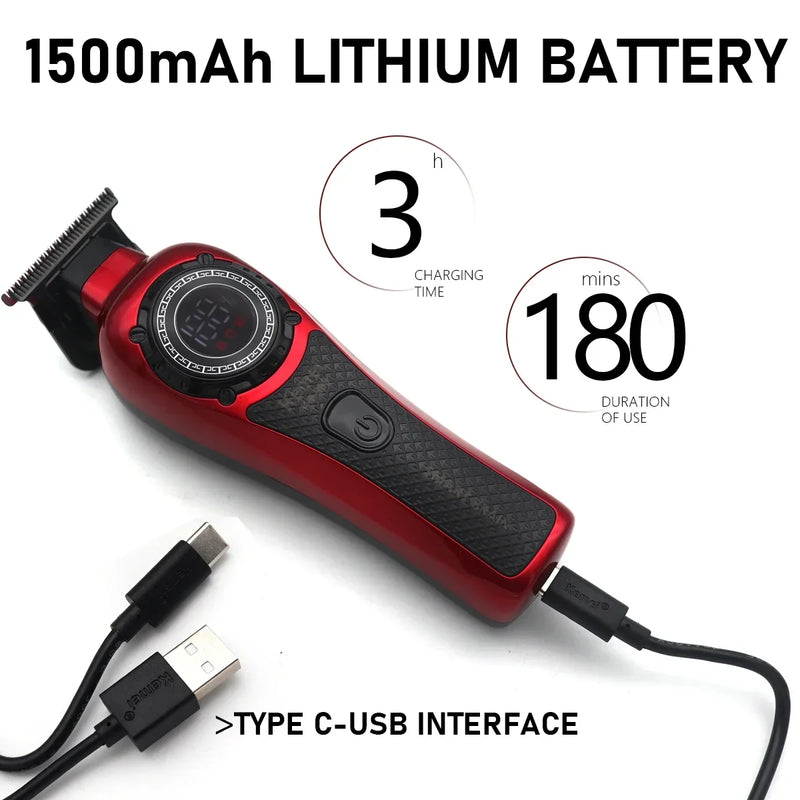 Kemei KM-999 Professional Hair Salon Electric Hair Trimmer Oil Head Push LCD Digital Display Hair Clipper Men's Barber Machine