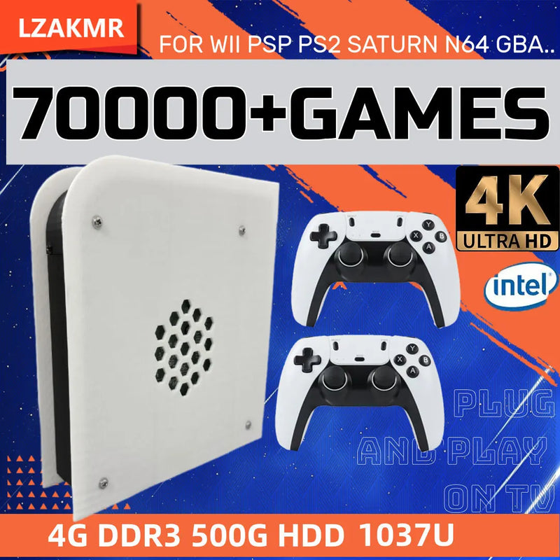 Dual System 60+Emulators 500GB Retro Game Console M15 Batocera I3-3110M 70000+Games For Wii PS2 PSP GameCube N64 Wireless handle