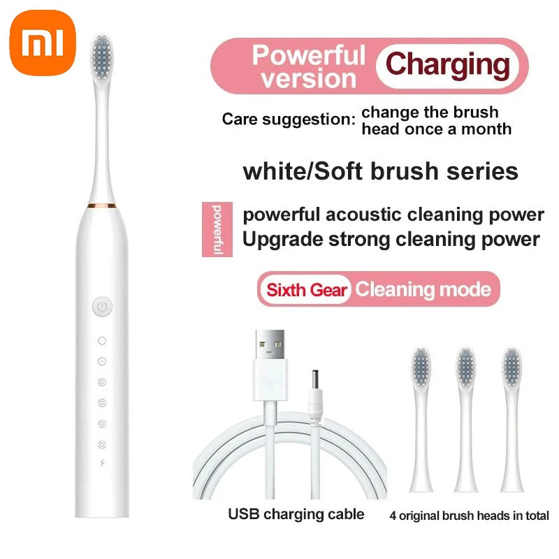 Xiaomi New Electric Ultrasonic Toothbrush 6 Mode Home Soft Hair USB Charging Waterproof Adult Tooth Cleaner Automatic Couple Set