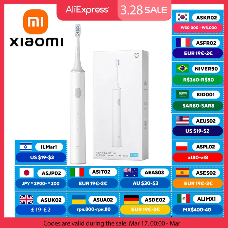 Escova de Dentes Elétrica Xiaomi MIJIA T300 – Tecnologia Sônica para um Sorriso Impecável