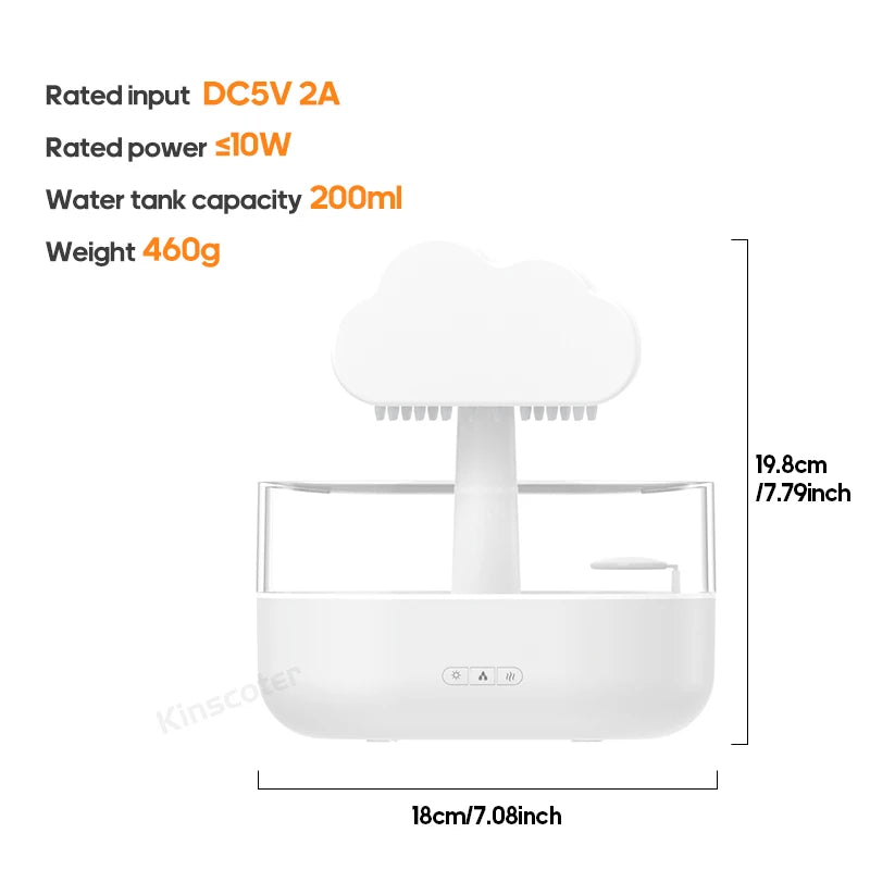 KINSCOTER Rain Clouds Aroma Diffuser Zen Raindrops Air Humidifier Essential Oil Diffuser USB Desktop Ultrasonic Sprayer