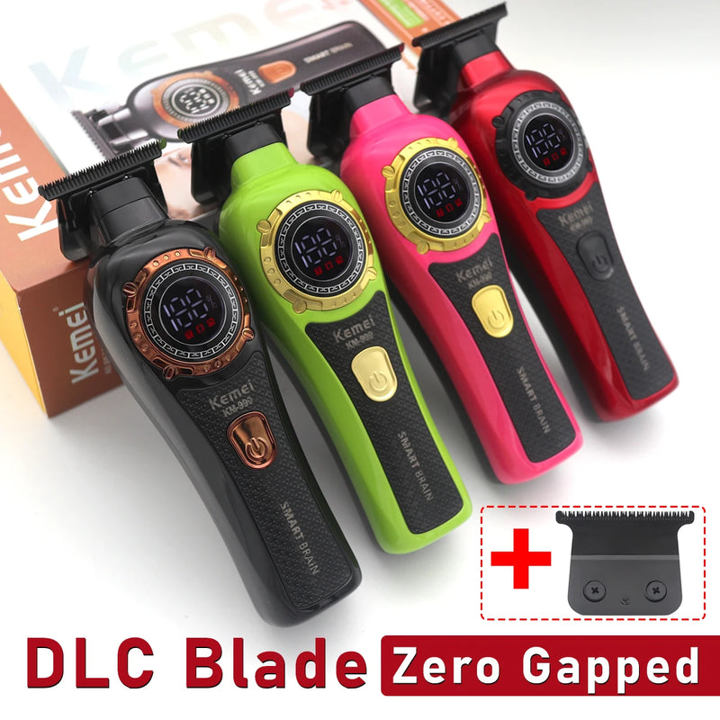 Kemei KM-999 Professional Hair Salon Electric Hair Trimmer Oil Head Push LCD Digital Display Hair Clipper Men's Barber Machine