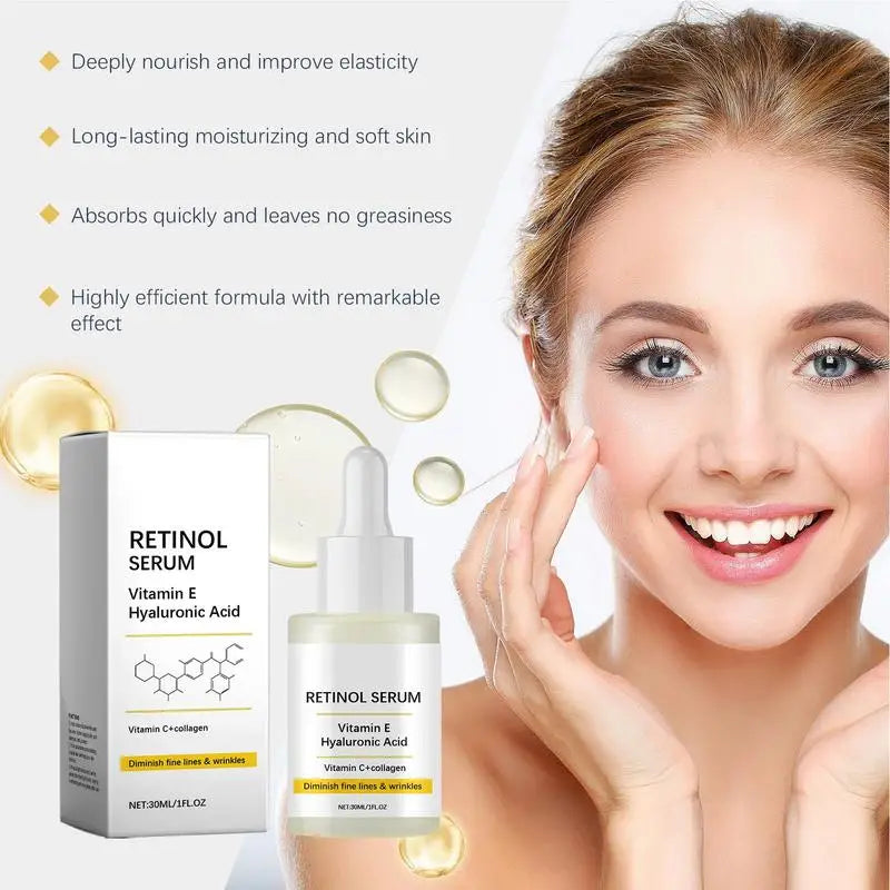 Sérum Facial com Retinol & Ácido Hialurônico – Rejuvenescedor e Firmador