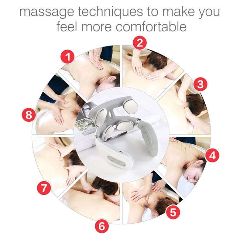 Neck Massage Machine 4 Head And Neck Protection Heating Machines Breathing Light Vibration Hot Compress Cervical Spine Machine