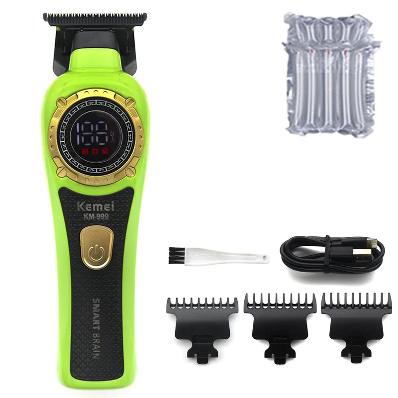 Kemei KM-999 Professional Hair Salon Electric Hair Trimmer Oil Head Push LCD Digital Display Hair Clipper Men's Barber Machine
