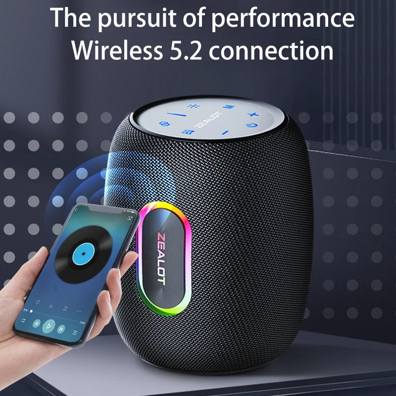 ZEALOT S64 50W Wireless Speakers, Outdoor Portable Subwoofer Speaker Waterproof IPX 6, 14400mAh Battery.